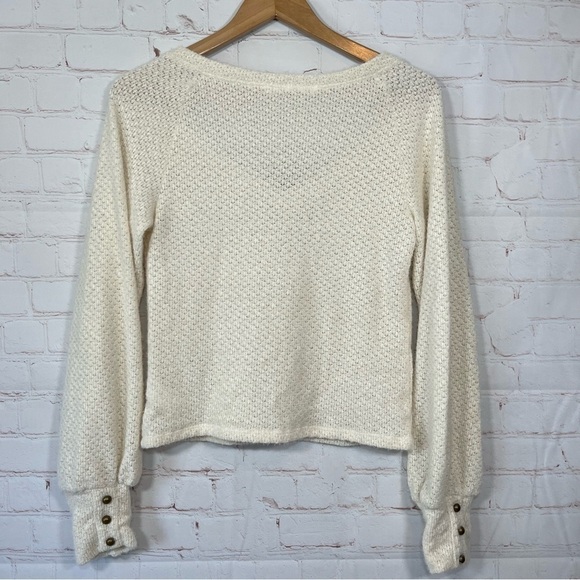 Project Social T Sweater Womens Small Tan Cozy Knit Cropped V Neck Top New - Picture 9 of 10